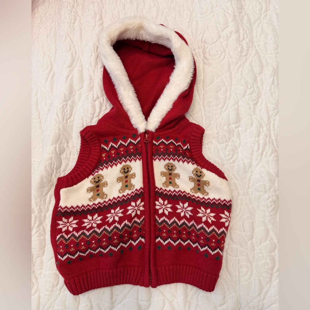 Gymboree Red Knit Vest with Festive Pattern